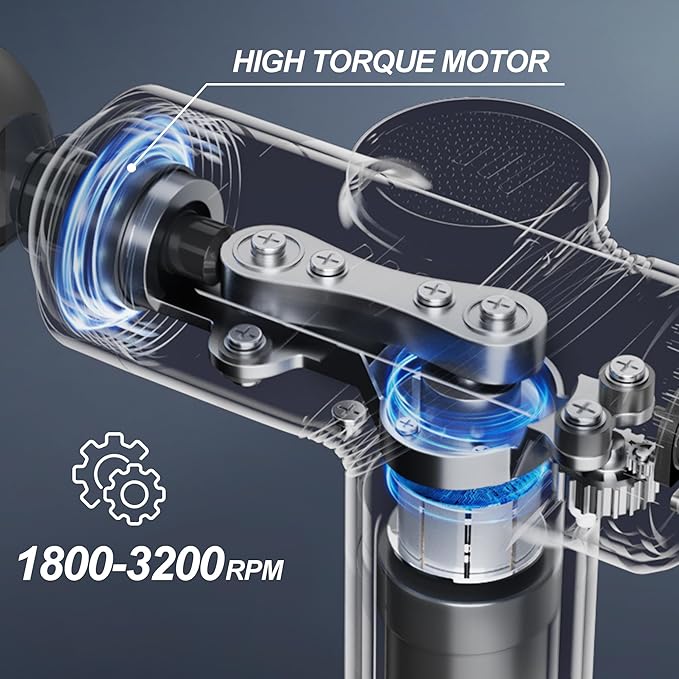 Massage Gun Deep Tissue, Portable Massage Gun with 4 Interchangeable Heads for Deep Muscle Relief and Relaxation