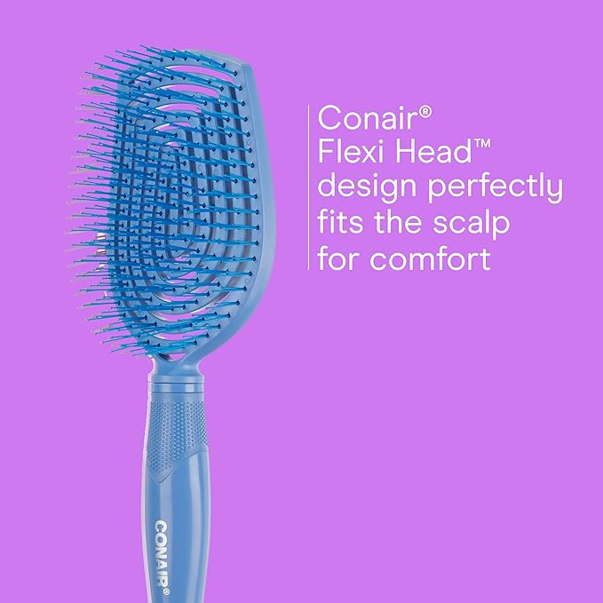 Conair Scalp Care Detangling hairbrush - Curly Hair Brush - Scalp Massager - hairbrushes for women & men - detangler for all lengths and types - can use wet or dry - Blue Aura