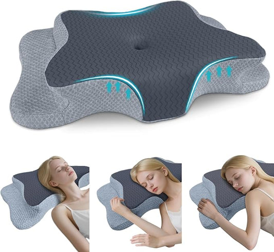 Cervical Pillow for Neck Pain Relief, Memory Foam Pillows, Ergonomic Contour Bed Pillow, Soft for Side Sleep Stomach Sleeping and Back Sleepers