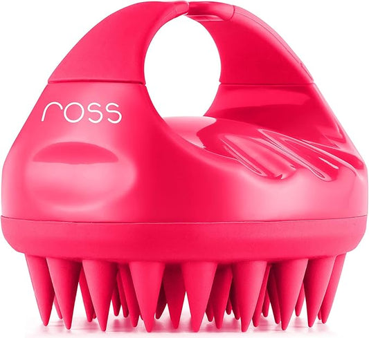 Ross Hair Scalp Massager Shampoo Brush with Soft Silicone Bristles for Anti Dandruff, Exfoliating with Scalp Care Manual Head Massager, 1 Count (Pack of 1) (Style 1, Pink)