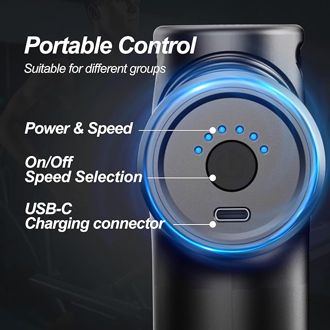 Mini Massage Gun,Deep Tissue Muscle Massage Gun,Compact Sports Massager for Relieving Muscle Soreness After Exercise with 4 Massage Heads 6 Speeds for Office Gifts Women Men Gifts（Black）