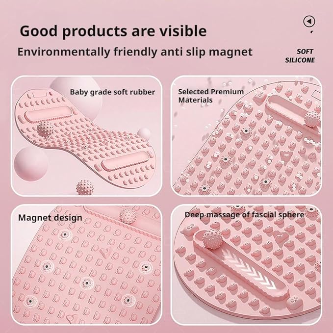 Foot Massage Mat with Two Massage Balls, Silicone Foot Pressure Point Massager Mat, Portable Feet Acupressure Pressure Point Pad Tool for Home Gym Office Travel (Grey 1set)