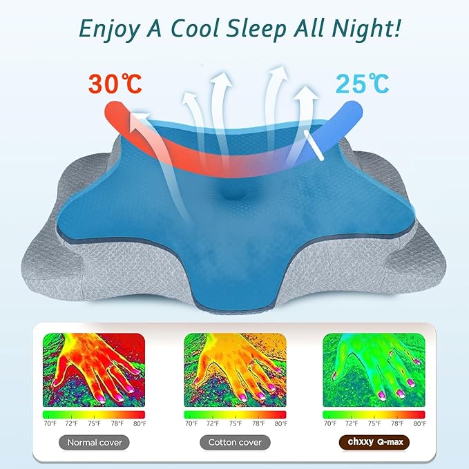 Cervical Neck Pillow for Pain Relief Sleeping, Contour Memory Foam Pillows, Ergonomic Side Sleeper Pillows for Adults, Cooling Pressure-Relieving Neck Support Pillow for Back Stomach Sleepers
