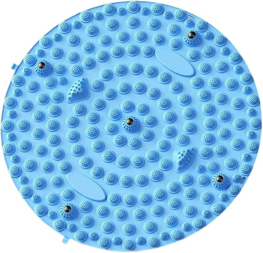 Acupressure Mat for Foot Massage, Foldable Yoga Mat for Living Room and Gym, Blue Round