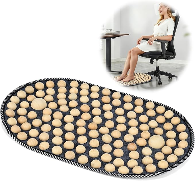 Feet Acupressure Mat, Wood Foldable Foot Massager Mat, Portable Pressure Point Massage Pad, Anti Fatigue Office Standing Desk Pad, Reflexoloy mat, Stand Up Pad, Relieve Foot Pain
