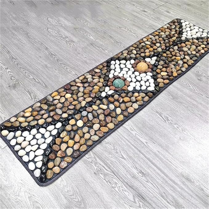 Foot Massage Mat, Rock Mat for Feet, Stone Foot Acupressure Mat with Coral Fleece and Pebbled Design for Relaxation and Health(C)
