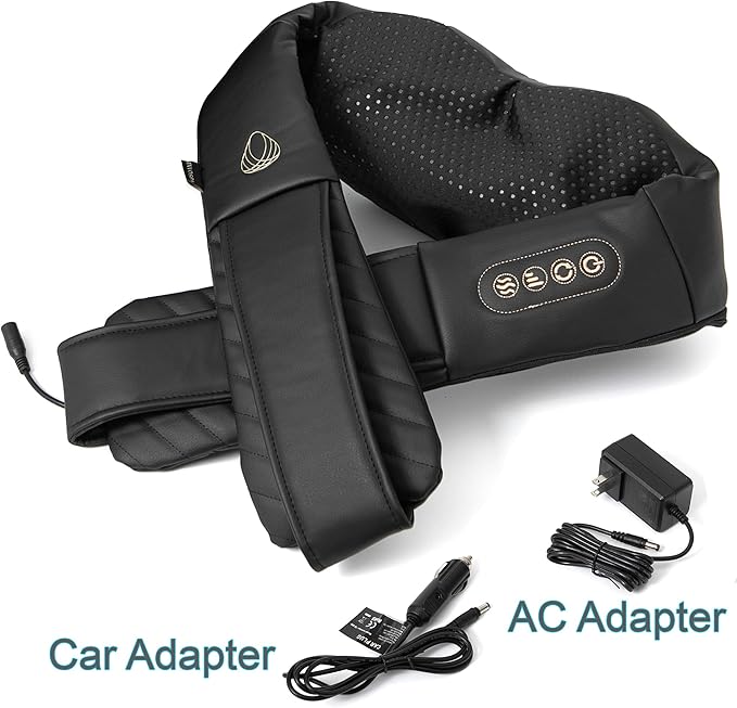 InvoSpa Shiatsu Massager with Heat - Deep Tissue Kneading Pillow for Neck, Shoulders, and Back - Electric Full Body Massage