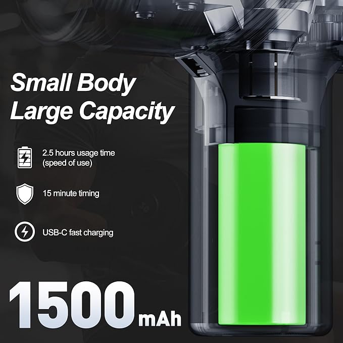 Mini Massage Gun,Deep Tissue Muscle Massage Gun,Compact Sports Massager for Relieving Muscle Soreness After Exercise with 4 Massage Heads 6 Speeds for Office Gifts Women Men Gifts（Black）