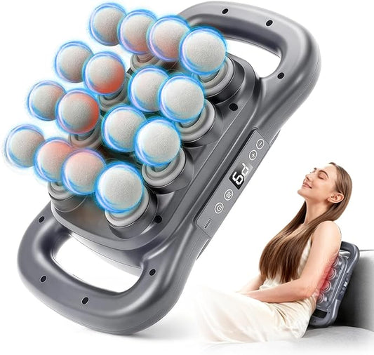 16-Head Massage Gun, Deep Tissue Massager with 9 Modes & Levels, Quiet Muscle Massage Gun for Back, Shoulders, Legs, Foot, Body Muscle Pain Relief, Dark Grey