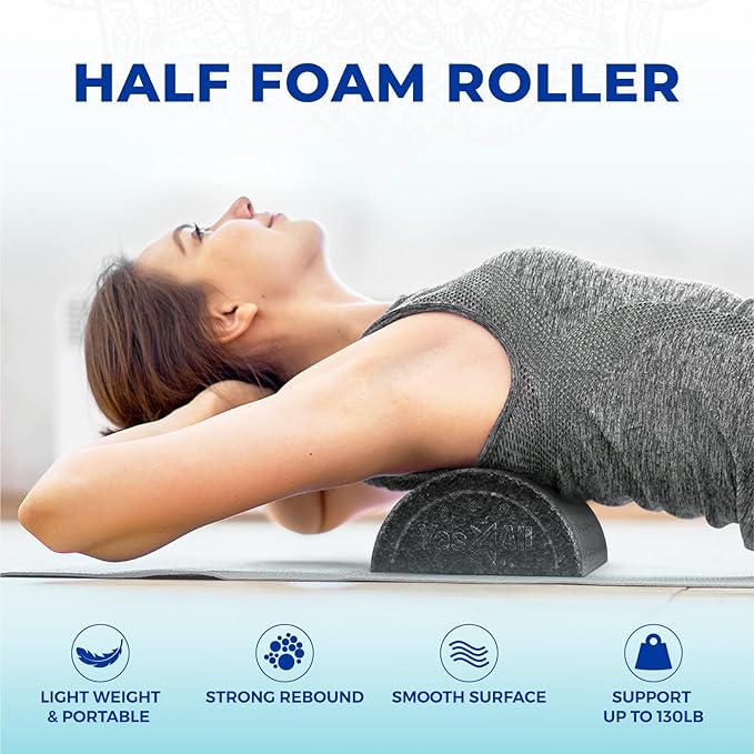 Yes4All High-Density EPP Half Round Back Roller Foam, Exercise Foam Roller for Yoga, Pilates & Stretching - 12, 18, 24, 36 inch