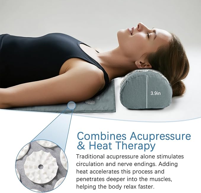AICNLY Acupuncture Heating Mat – Acupressure & Heat Therapy Pad for Back Pain Relief, Muscle Relaxation, Stress Reduction & Improved Circulation