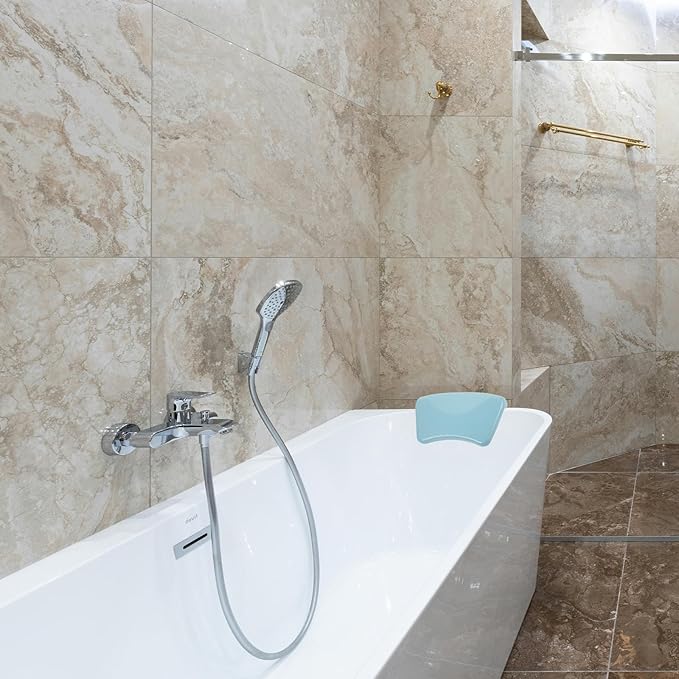 TEHAUX Bath Tub Pillow Headrest, Soft Sturdy Pu Bathtub Neck Pillow for Soaking, Relaxing Spa Accessory with Suction Cups, Comfortable Bath Head Rest for Home Spa Use