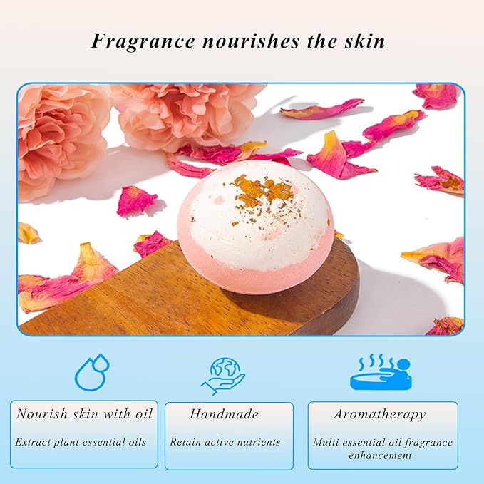BomCot Bath Bomb Gift Set, 100g Natural Plant Essential Oil Aromatherapy Steaming Bath Bombs, Soothing and Moisturizing Bath Bombs, Perfect SPA Gift for Her/Him, Mother, Wife, or Girlfriend.