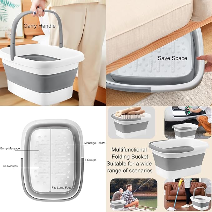 Foot Soaking Tub,Collapsible Bucket,Foot Spa,Foot Bath 16 Pack Foot Soak with Bath Salt and Tea Tree Oil.Foot Bath Soak Tub,Foot Balls for Foot Callus, Dry Cracked, Stubborn Foot Odor Scent.