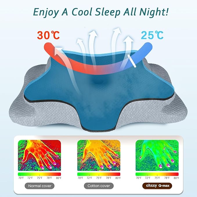 Cervical Neck Pillow for Pain Relief Sleeping, Contour Memory Foam Pillows, Ergonomic Side Sleeper Pillows for Adults, Cooling Orthopedic Neck Support Pillow for Back Stomach Sleepers