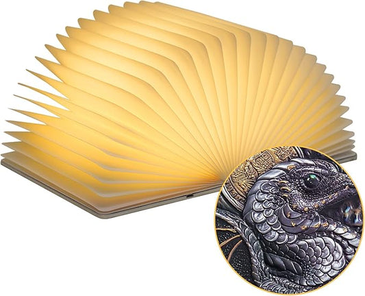 Portable Night Light with White Noise Machine for Adults Kids,Meditation Soother Relaxing Sounds Sleep Machine,3D Dragon Embossed Book Lamp for Bedroom,Music Speaker