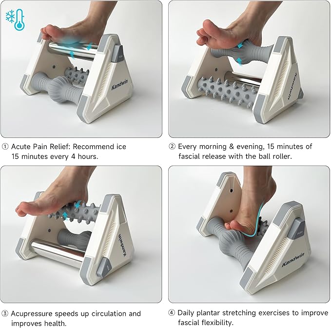 Icing Plantar Fasciitis Relief, Foot Massager for Circulation and Pain Relief, Reflexology Massage Tool with Ice Pack, Grey