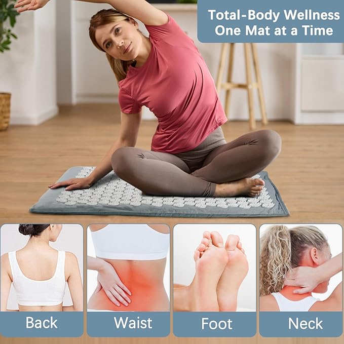 AICNLY Acupuncture Heating Mat – Acupressure & Heat Therapy Pad for Back Pain Relief, Muscle Relaxation, Stress Reduction & Improved Circulation