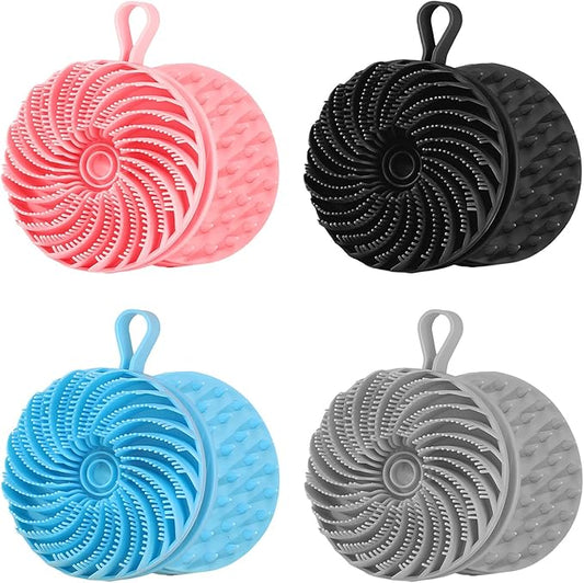 4 Pcs Larger Silicone Body Scrubber&Scalp Massager Hair Growth,Dual Sided Dual-Use,Exfoliating Body Scrubber,Wet&Dry Brush for Hair Massager Scalp,Silicone Shower Scrubber (Mult Colors)