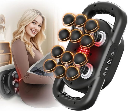 12 Head Massage Gun Deep Tissue with 9 Levels & 9 Modes,Cordless Electric Percussion Massager Tool for Back/Neck/Shoulder/Hand/Leg/Feet/-Full Body Muscle Pain Relief,Ideal Gifts for Men/Women/Mum/Dad