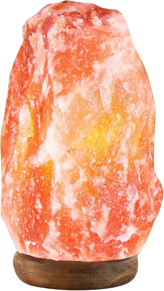 UMAID Himalayan Salt Lamp 8-10 inch (7-11 lb) with Dimmable Switch and Night Light Bulb on Handcrafted Wooden Base, Natural Pink Rock Salt Lamp