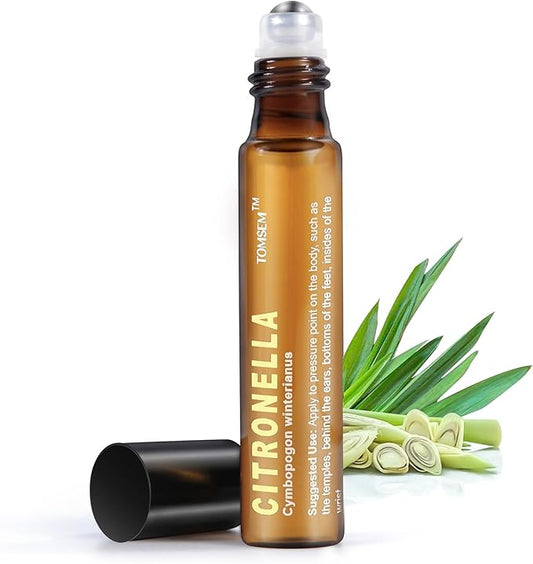French Citronella Essential Oil Roll-On for Mood Boost - Pre-Diluted, Therapeutic Grade Aromatherapy in 10ml/.33oz Bottle - Holiday Stocking Stuffer