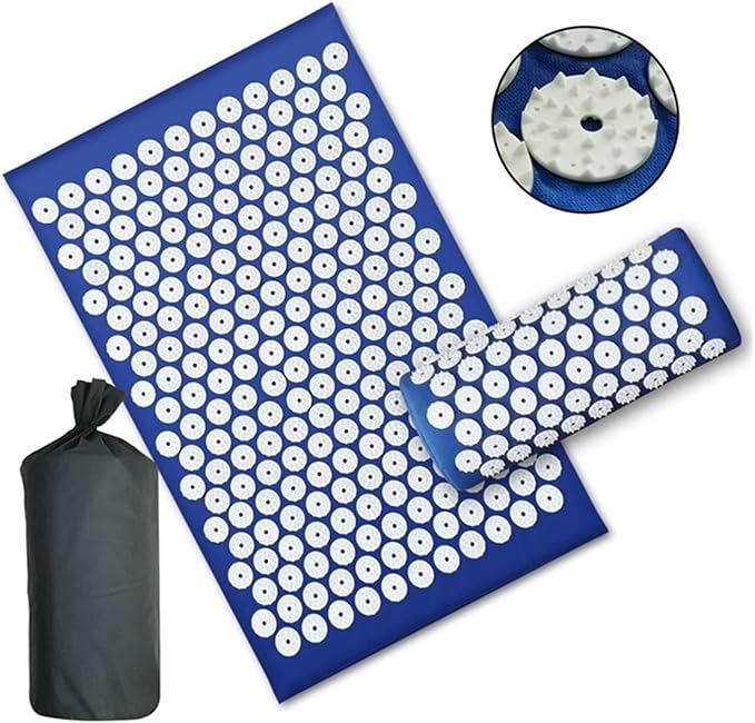 Upgrade Long Nonslip Acupressure Cushion Sensi Massage Mat Kuznetsov's applicator Relieve Back Pain Foot Massager Fitness Pilate(3pc Blue)
