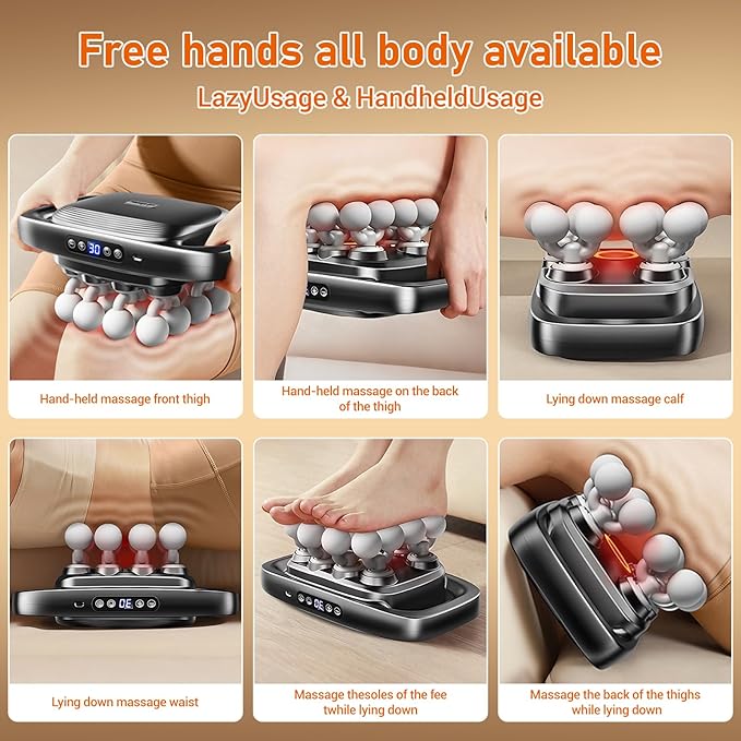 16 Heads Massage Gun Deep Tissue Neck Massager, Valentine's Day Gifts, 16-Head Massage Gun Set for Deep Tissue, Back, Shoulders, Legs, Muscle Pain Relief, 16 Heads - Grey