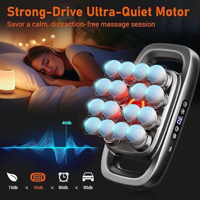16 Heads Massage Gun Deep Tissue Neck Massager, Valentine's Day Gifts, 16-Head Massage Gun Set for Deep Tissue, Back, Shoulders, Legs, Muscle Pain Relief, 16 Heads - Grey