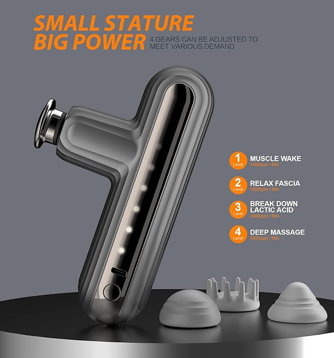 Mini Massage Gun, Pocket-Sized Deep Tissue Massager Gun, Portable Percussion Muscle Massager Gun, Convenient, Easy and Practical, Ultra Small & Quiet Muscle Massage (Dark Grey)