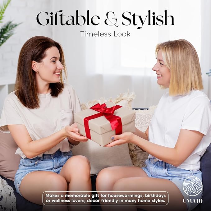 UMAID Himalayan Salt Lamp 8-10 inch (7-11 lb) with Dimmable Switch and Night Light Bulb on Handcrafted Wooden Base, Natural Pink Rock Salt Lamp