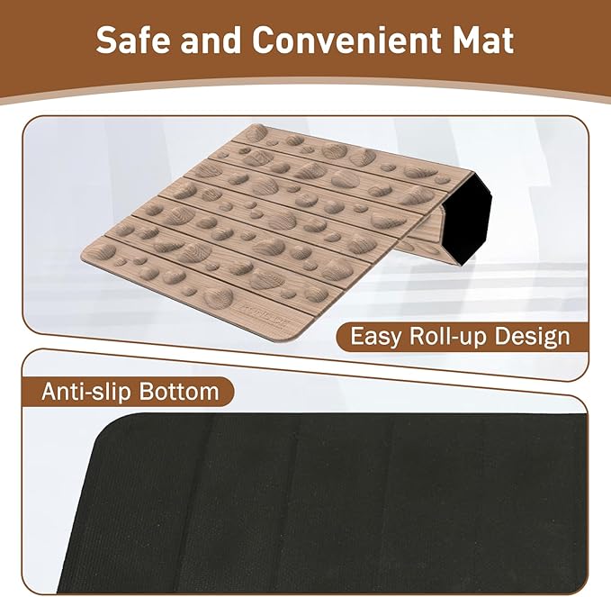 Portable Foot Massager Mat, Acupressure Mat for Feet, Reduce Plantar Tension Promote Blood Circulation, Small Reflexology Mat for Long Sitting, Anti Fatigue Office Standing Desk Mat