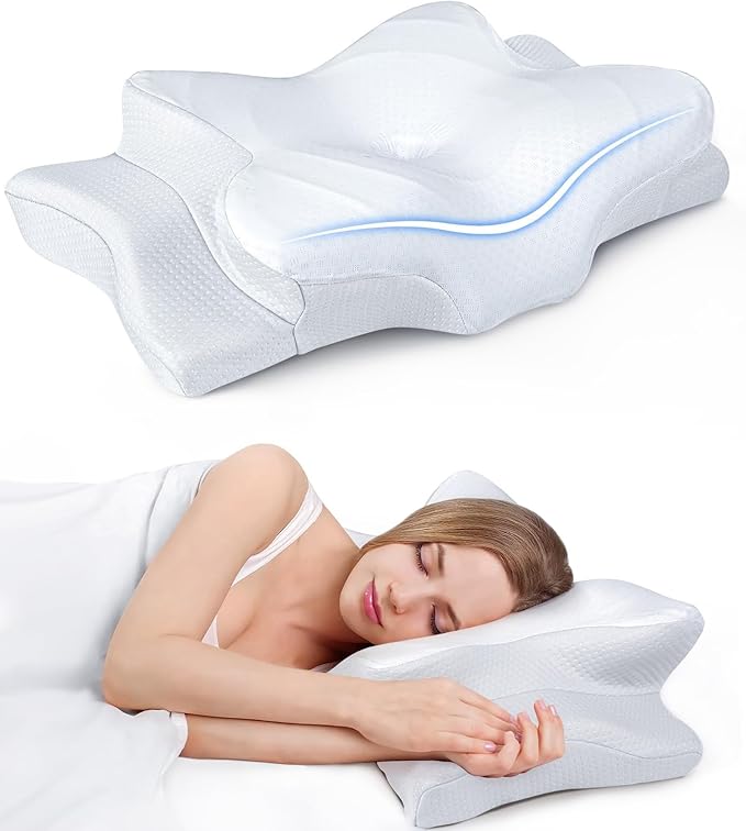 Ultra Pain Relief Cooling Pillow for Neck Support, Adjustable Cervical Pillow Cozy Sleeping, Odorless Ergonomic Contour Memory Foam Pillows, Orthopedic Bed Pillow for Side Back Stomach Sleeper