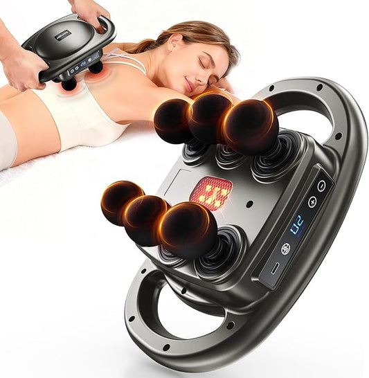 AERLANG Massage Gun Deep Tissue 6 Head Muscle Massager,Back Massager for Pain Relief,Percussion Massage Tool Handheld Messager with 9 Levels & 4 Modes Christmas Gifts White Elephant Gifts for Adults