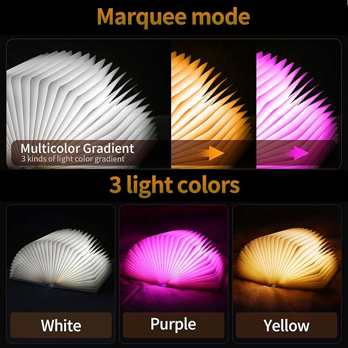 Folding Book Lamp Dragon Night Light, Portable Bedside Light (3 Colors) - Gift for Book Lovers