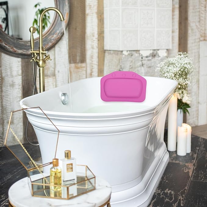 Zerodeko Spa Bath Pillow Tub Accessory with Suction Cups, PVC Foam Head Neck Rest Shoulder Support, Soft Purple Bathtub Cushion for Home and Hotel Spa Relaxation