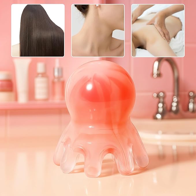 2 Pack Octopus Head Massager Comb Stress Relief Point Massage Comb Head Massage Tools Pink Acupressure Massager Scalp Massagers for Headaches Manual Acupressure Tool