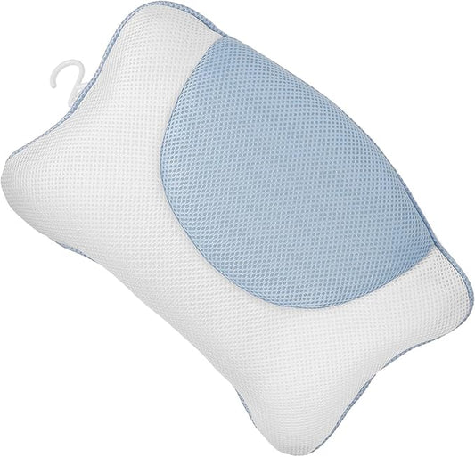 Bath Pillow for Tub with 4 Suction Cups, 3D Mesh Bathroom Pillow, Non-Slip Washable Spa Head and Neck Rest for Bathtub Relaxation