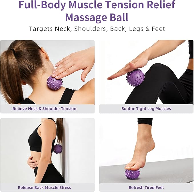 Extra-Large Acupressure Foot Massage Mat 27 Inches, Silicone Foot Pressure Point Pad with 2 Massage Balls, Foot Reflexology Mat with Magnetic Therapy for Stress Relief, Home & Gym Use (Purple)