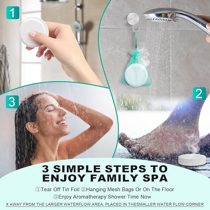 Vapor Shower Steamers Aromatherapy - 6 Pack Vapor Shower Tablets, Breathe Easy & Relaxation with Eucalyptus Menthol Essential Oils, Easter Basket Stuffers Gifts for Her Mom Wife Women, Self-Care SPA