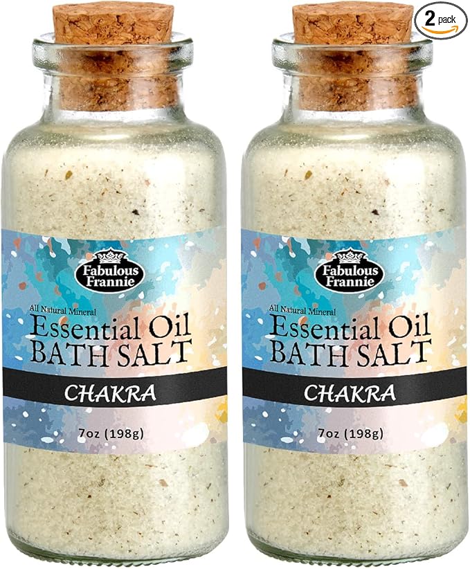Fabulous Frannie Aromatherapy Chakra Mineral Bath Salt Grapefruit, Cassia, Frankincense, Ylang Ylang & Sweet Orange Pure Essential Oils 7oz (Pack of 2)
