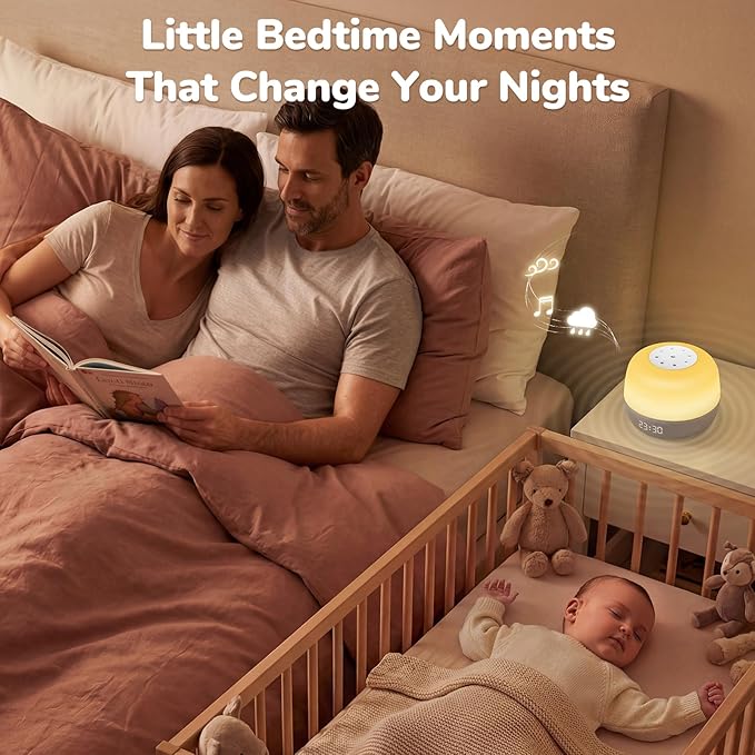 2025 Mom's Choice Awards | Sound Machine Baby White Noise Machine with Sunrise Alarm Clock & App Control – 360° RGB Night Light, Sleep Soother for Adults & Kids, Newborn Essentials Shower Gift