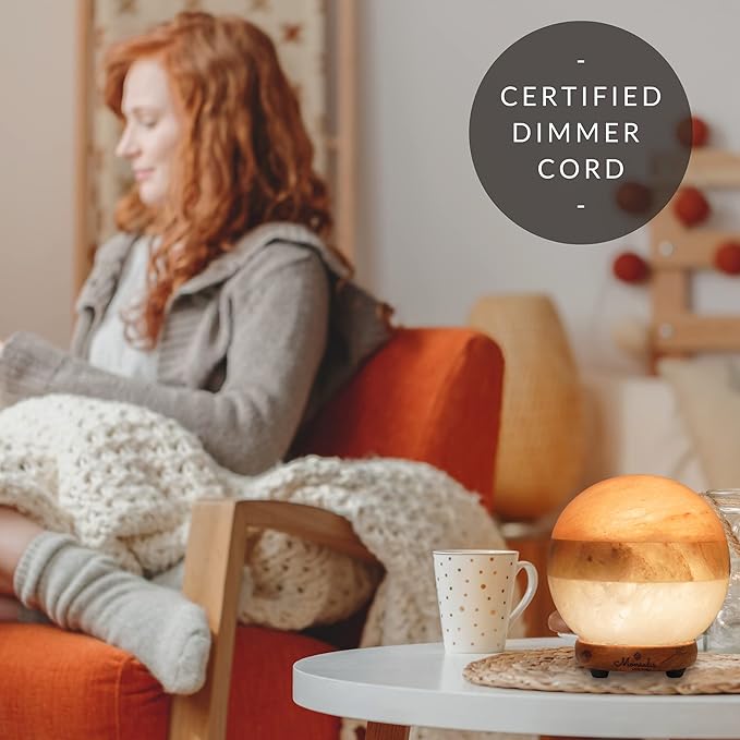 Dual Illumination Salt Rock lamp - Modern Globe Pink White and Grey Design of Salt Lamps with dimmer, Adjustable Glow. 100% Real Himalayan Crystal Round Salt Night Light