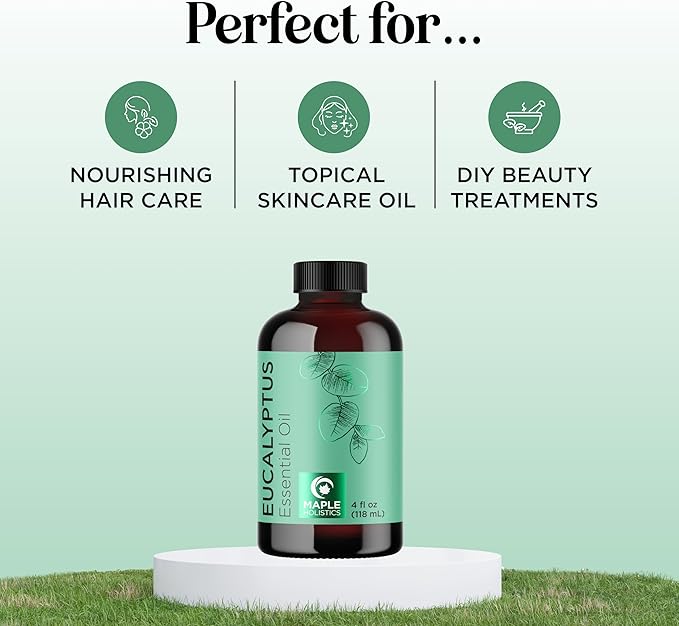 Pure Eucalyptus Essential Oil 4oz Invigorating Home Spa Aromatherapy and Natural Bath Oil - Eucalyptus Oil for Diffuser Dry Scalp Care and DIY Skin Care