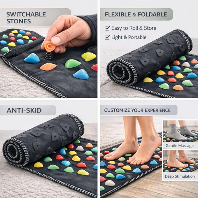 Japard Long Foot Massage Mat, 5.74ft (68.9 x 13.78 Inches), Reflexology Acupressure Mats with Chart, Foot Pressure Acupoint Massager for Elderly and Office Workers