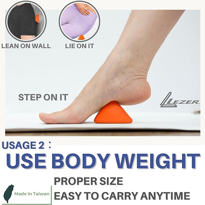 LEZER Trigger Massage Point, Manual Massage Ball, Hip Hook, Muscle Knot Release Tool, Deep Tissue Relief, Hip Flexor Iliacus Back Psoas Hand Foot Myofascial, Physical Therapy, 2.9 inｘ2.1 in（Orange）