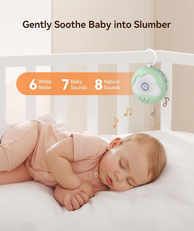 Dreamegg White Noise Machine - Portable Sound Machine Baby with Safe Silicone Cover, Features Powerful Battery, 21 Soothing Sound, Noise Canceling for Sleeping, Baby Registry Gift, Nursery(Green)