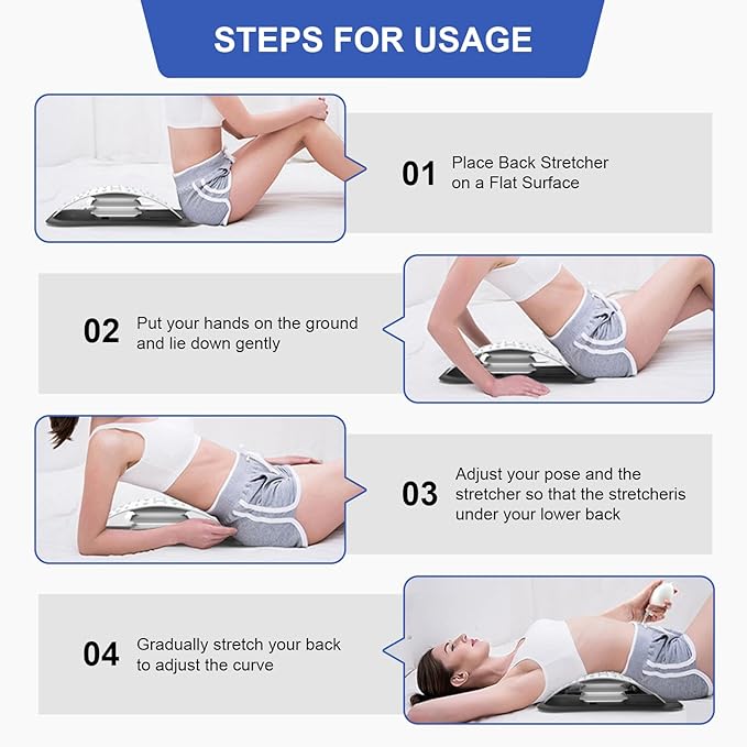 Back Stretcher for Lower Back Pain Relief,Adjustable Lumbar Traction Device, Ergonomic Spine Board with Acupressure Points,Back Massager for Spinal Decompression and Scoliosis