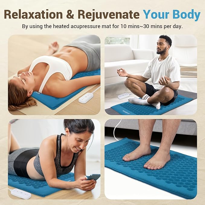 Comfytemp Heated Acupressure Mat for Back, 2 in 1 Large 17"x33" Acupuncture Massager, FSA Eligible, HSA Approve Heating Pad to Relax Leg Muscle Tension/Stress/Foot Comfort, Similar to Acupuncture