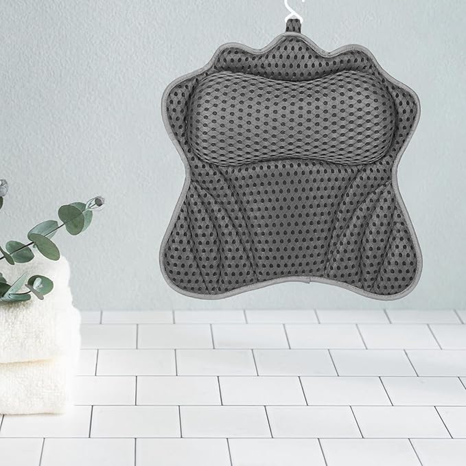 Butterfly Shaped Bath Pillow for Tub with 6 Suction Cups, Spa Bath Cushion Head and Neck Support, Soft Breathable Mesh, Relaxing Tub Soaking Accessory for Men and Women